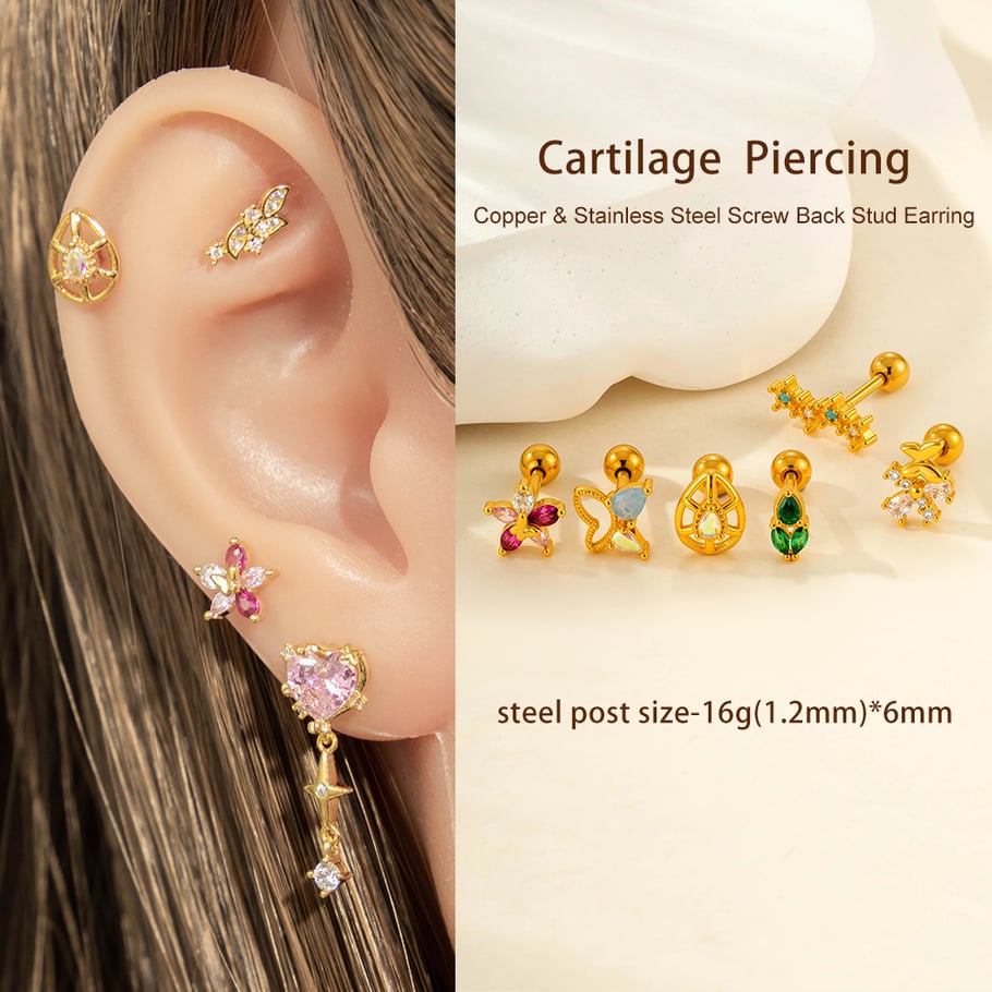 1 Piece Droplet Copper Zircon Women's Piercing Earrings h5Picture5