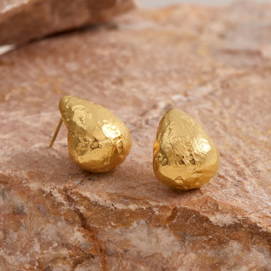 1 Pair Stylish Droplet Stainless Steel Gold Color Stud Earrings Picture3