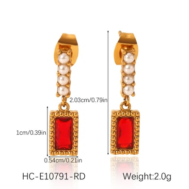 Daily Tassel Stainless Steel Gold Color Zircon Women's Stud Earrings h5 Picture2