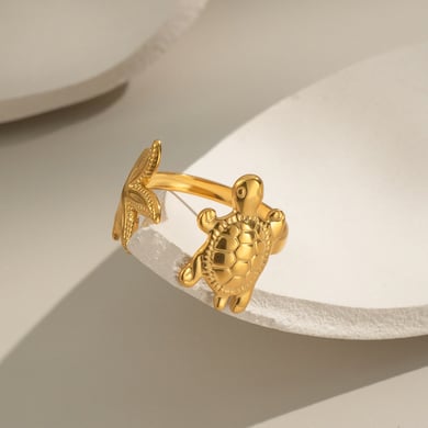 1 anello in acciaio inossidabile color oro con ciondolo a forma di oceano h5 Immagine4