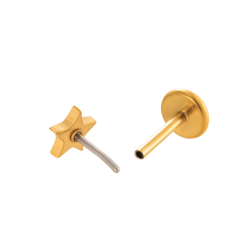 Boucles d&#39;oreilles piercing en acier inoxydable doré pour femme, 1 pièce, motif cœur Image6