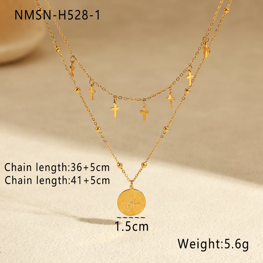 1 Pair Simple Series Daily Geometric Stainless Steel Women's Layered Necklaces 