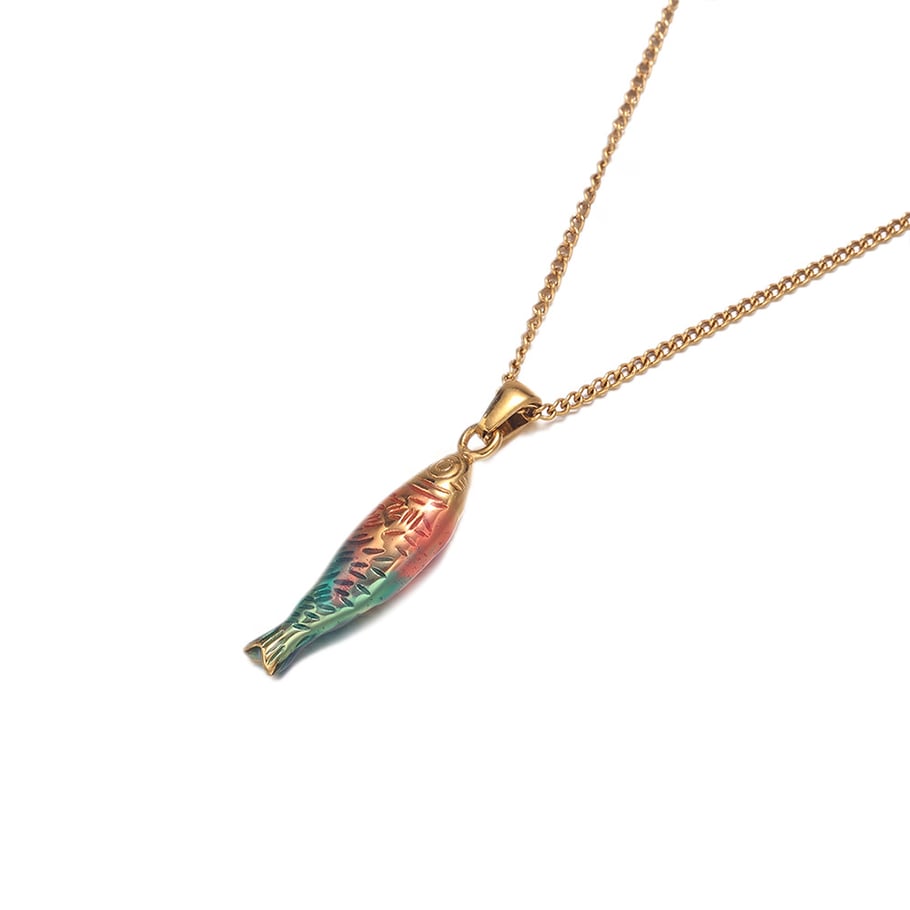 Collier avec pendentif en acier inoxydable en forme de poisson, 1 pièce Image2