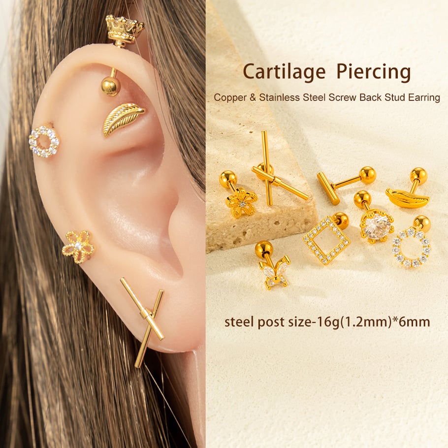1 Piece Copper Zircon Piercings Earring Picture4