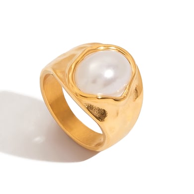 1 Stück Retro Geometrischer Edelstahl Goldfarben Statement Ringe h5 Bild5