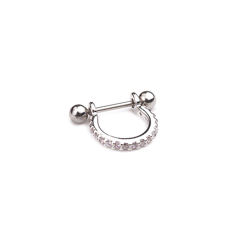 1 Piece Copper Gold Color Zircon Piercings Earring 