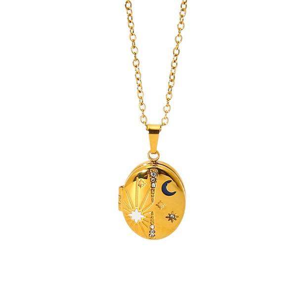 Retro Sun/Moon Stainless Steel Gold Color Pendant Necklaces h5Picture5