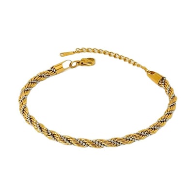 Pulseras de mujer de acero inoxidable color dorado con cadena diaria de serie simple h5 Imagen5