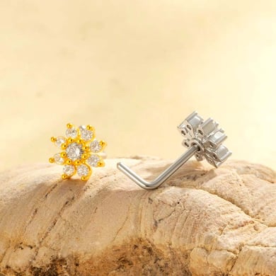 1 pièce de clou de nez en forme de fleur en cuivre doré et zircon pour femme h5 Image3