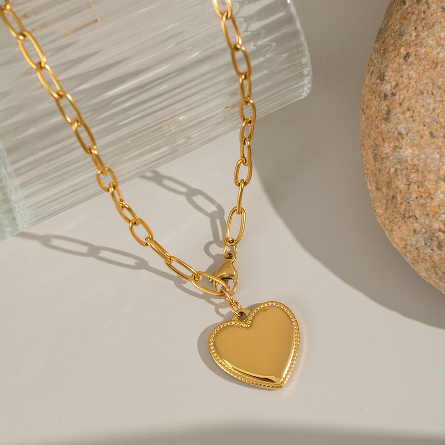 1 Piece Heart  Stainless Steel Gold Color Pendant Necklace Picture4
