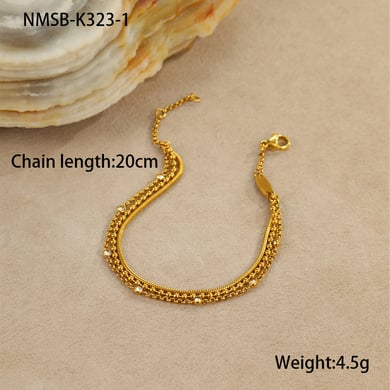 1 Pair Simple Series Daily Stainless Steel Women's Chain Bracelets h5 