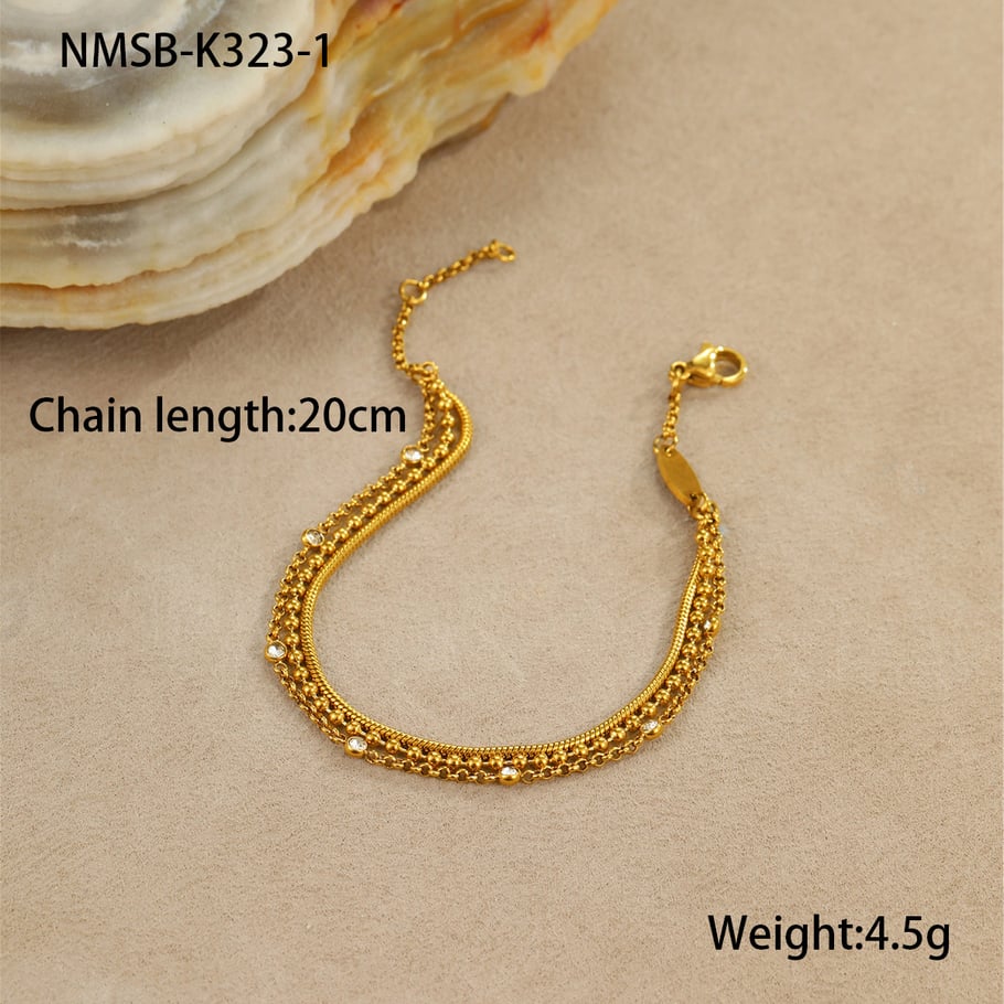 1 Pair Simple Series Daily Stainless Steel Women's Chain Bracelets 