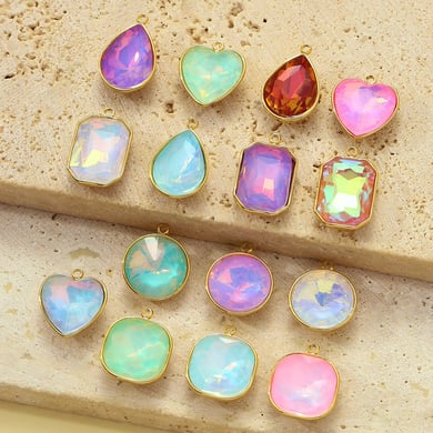 1 pieza DIY de vidrio geométrico de acero inoxidable color dorado para mujer h5 Imagen3
