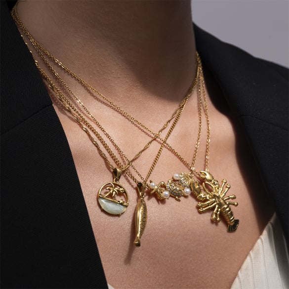1 pezzo di collana con ciondolo color oro in acciaio inossidabile 2