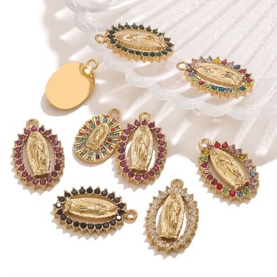 1 Stück DIY Madonna Edelstahl Gold Farbe Damen Anhänger h5 Bild2
