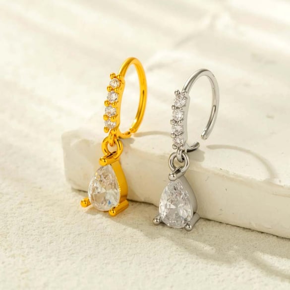 1 Piece Copper Gold Color Zircon  Nose Stud 2