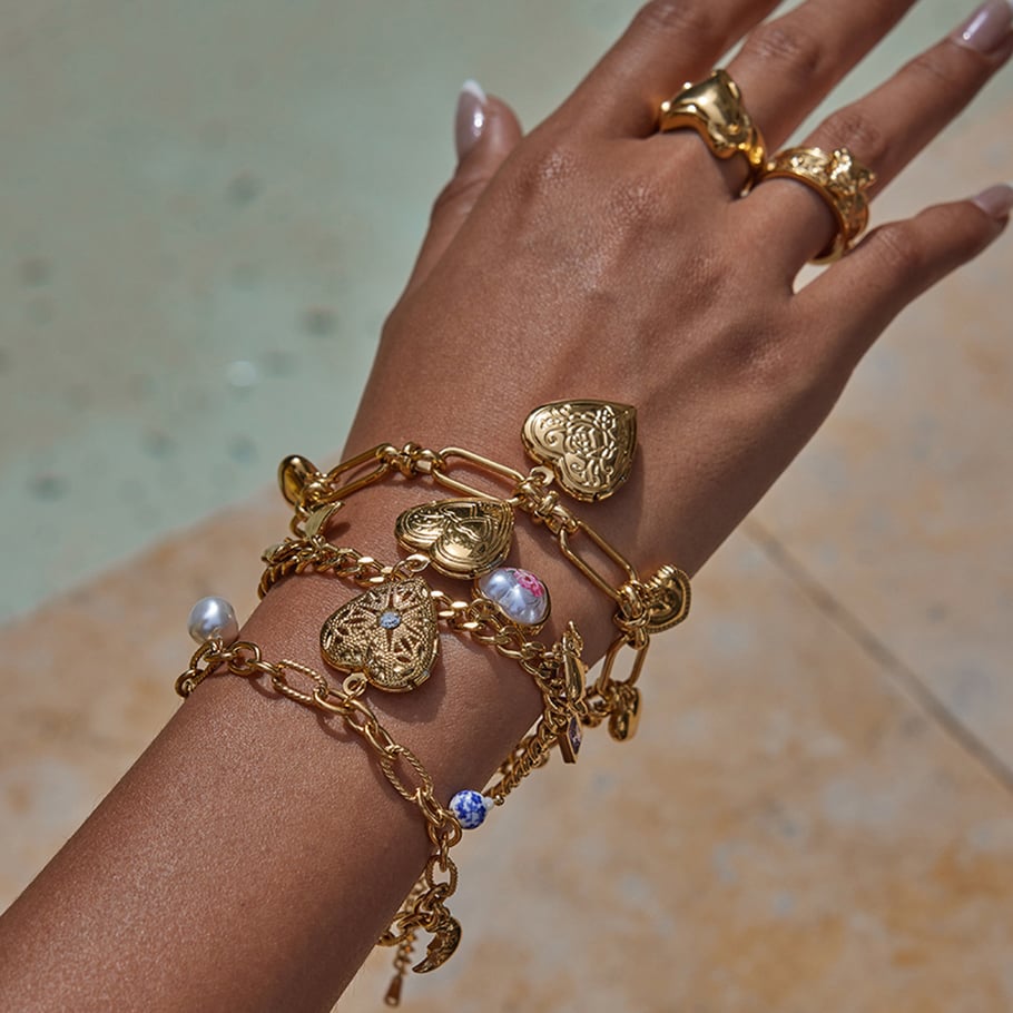 1 Piece Delicte Heart Stainless Steel Gold Color Women's Charm Bracelets Picture2