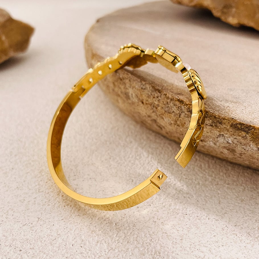 1 Stück stilvolle Muschel Edelstahl Gold Farbe Damen Armreifen Bild6