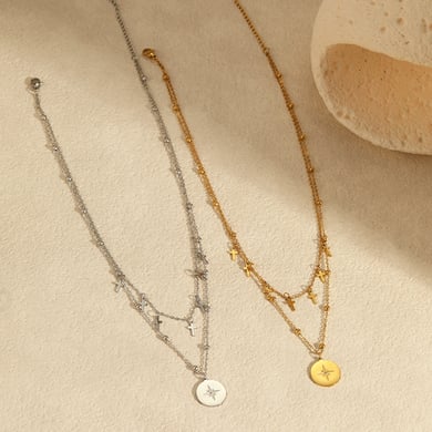 1 Pair Simple Series Daily Geometric Stainless Steel Women's Layered Necklaces h5 Picture2
