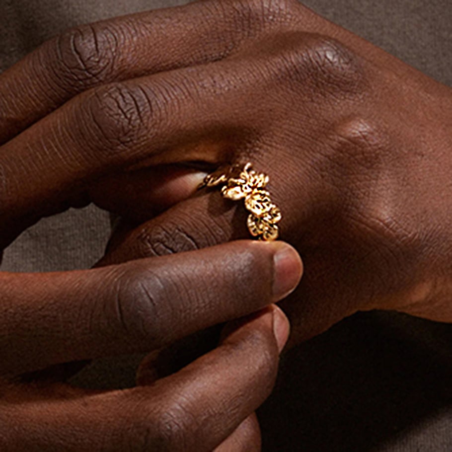 1 stuk romantische serie natuurlijke bloemen roestvrij staal goudkleurige statement ringen Afbeelding4