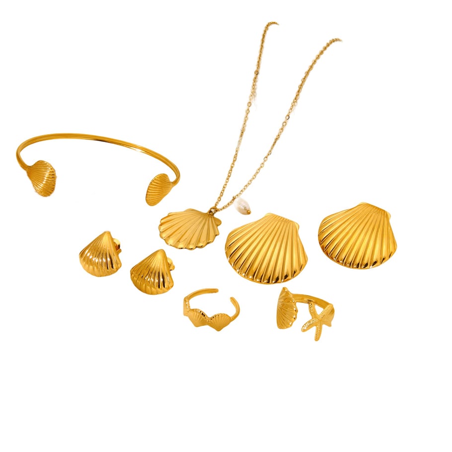 Romantic Series Vacation Turtle Stainless Steel   Gold Color  Rings Display Set Picture3