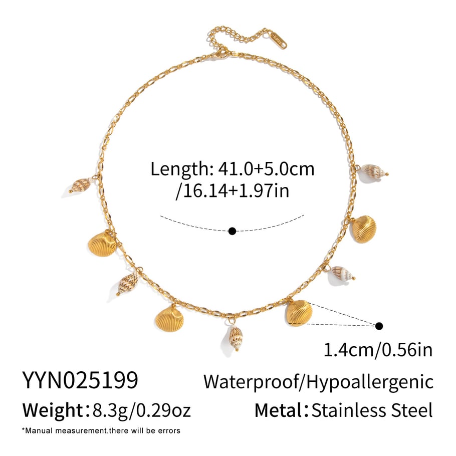 1 Piece Oceanic Shelll Stainless Steel Gold Color Charm Bracelet 
