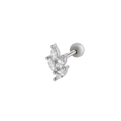Pendientes de botón de acero de titanio con circonita y corazón brillante para mujer (1 pieza) h5 