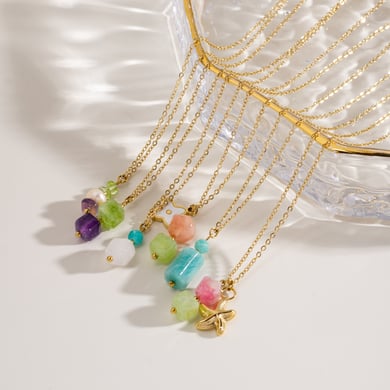 Collane con ciondolo da donna in acciaio inossidabile con perline eleganti della serie Simple h5 Immagine3