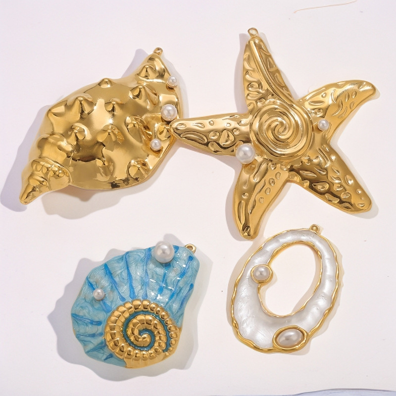 1 Piece Exquisite Marine Organism Stainless Steel Gold Color Women's Pendants h5Picture3