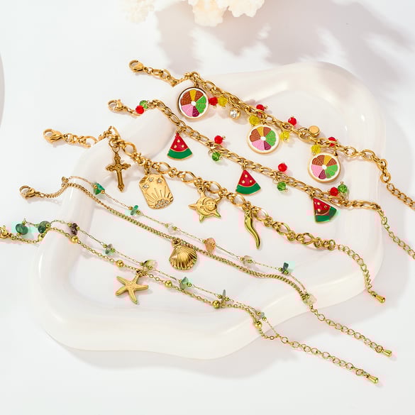 1 Piece Daily Fruits Stainless Steel Gold Color Women's Charm Bracelets 2