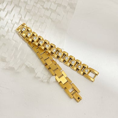 1 Piece Classic Chain Stainless Steel Gold Color Bracelet h5 Picture4