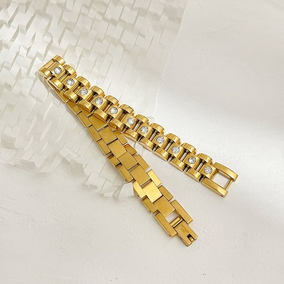 1 Piece Classic Chain Stainless Steel Gold Color Bracelet Picture4