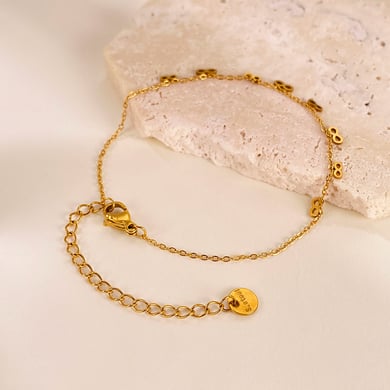 1 Stück gestaltbare Unendlichkeitssymbol-Edelstahl-Kettenarmbänder in Goldfarbe für Damen h5 Bild6