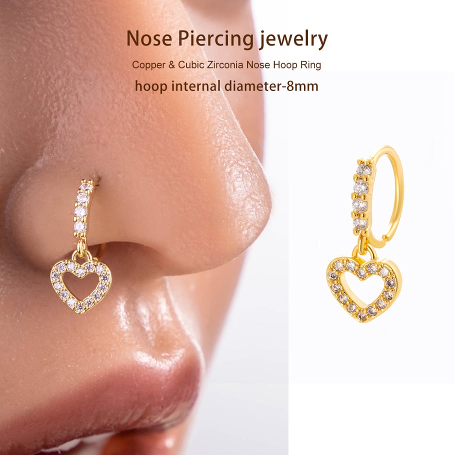 1 pezzo di perno nasale in zircone color rame e oro Immagine4