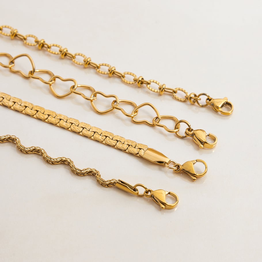 1 Piece Classic Twist Stainless Steel Gold Color Women's Chain Bracelets Picture5