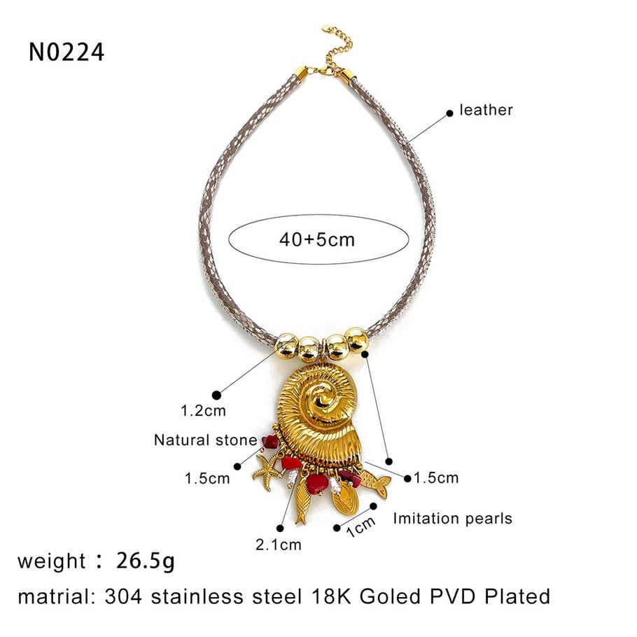 1 Piece Whelk Stainless Steel Gold Color Pendant Necklace h5Picture2
