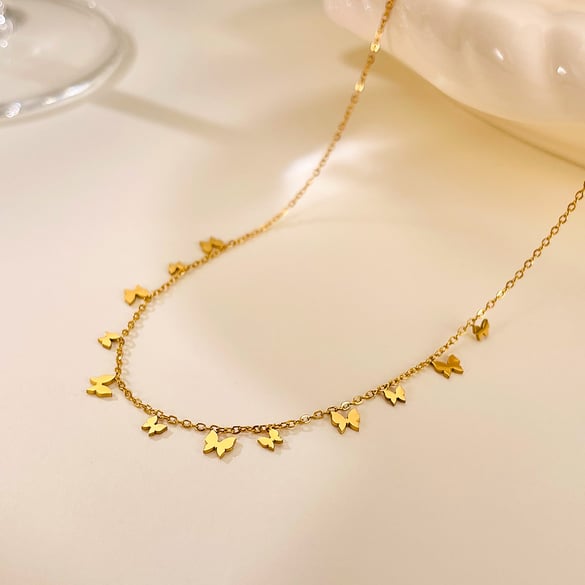 1 Piece Butterfly Stainless Steel Gold Color Women's Pendant Necklaces 2