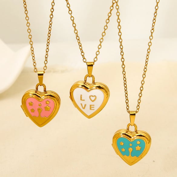 Sweet Heart Edelstahl Gold Farbe Damen Anhänger Halsketten