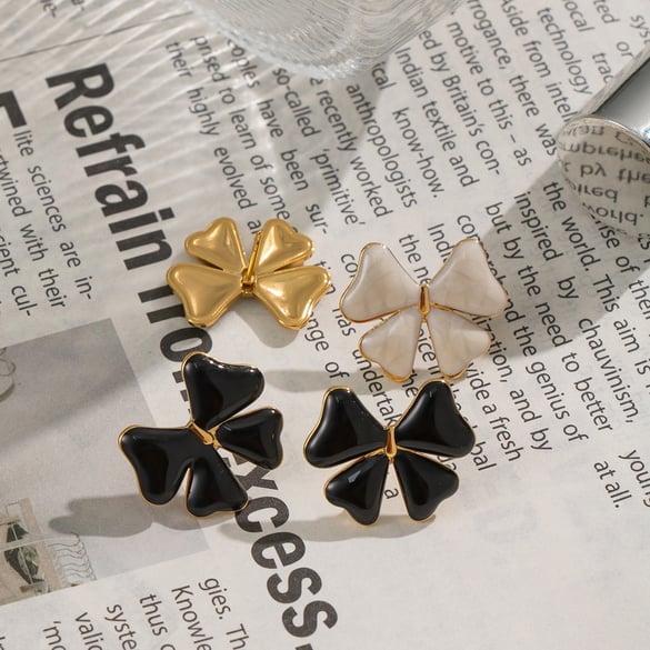 1 Pair Simple Bow Knot Stainless Steel Gold Color Stud Earrings 2
