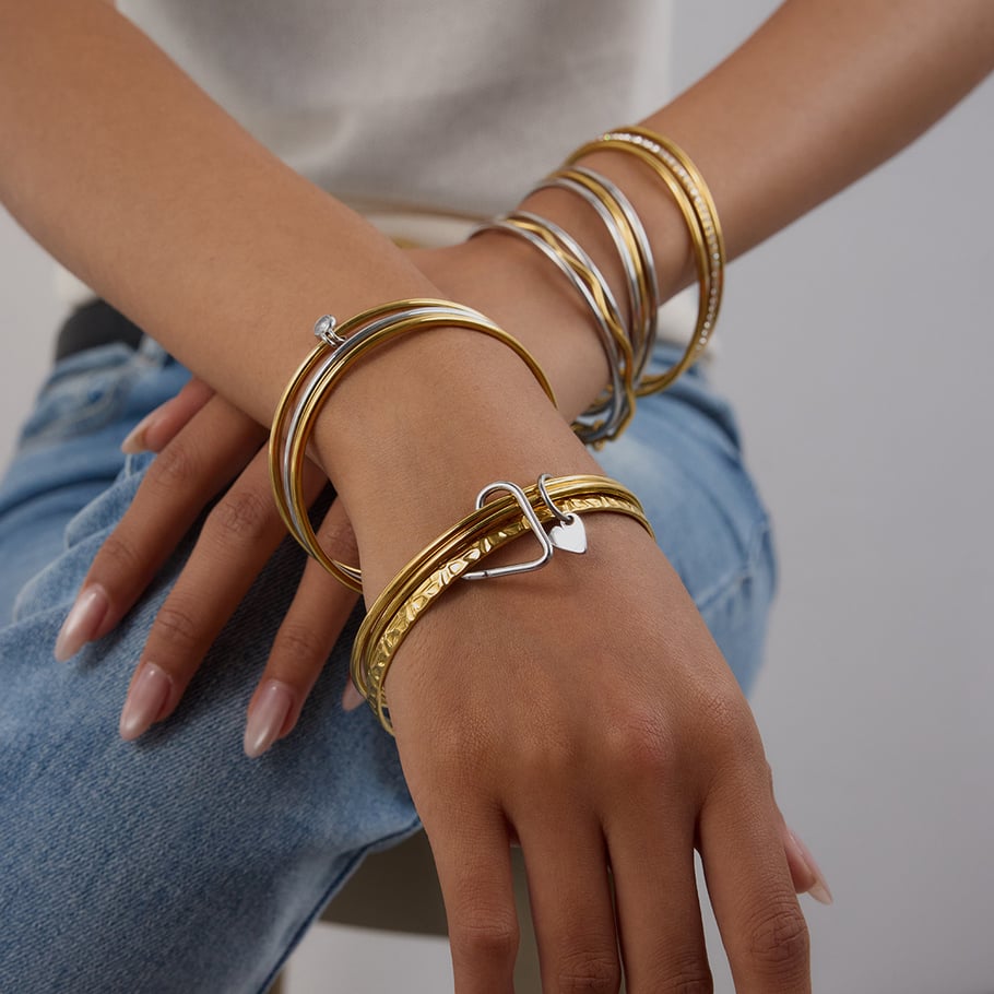1 Piece Modern Gold & Silver Color Women's Bangles Picture5