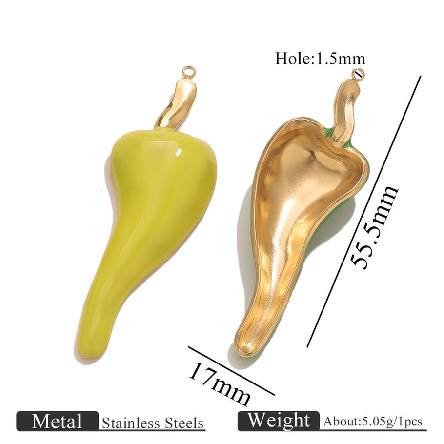 1 Piece DIY Pepper Stainless Steel Women's Pendants 