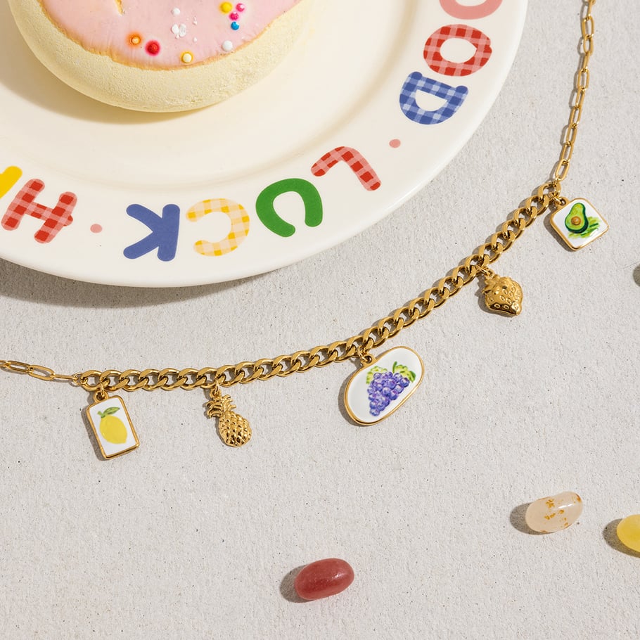 1 Piece Romantic Fruits Stainless Steel Gold Color Women's Pendant Necklaces h5Picture7