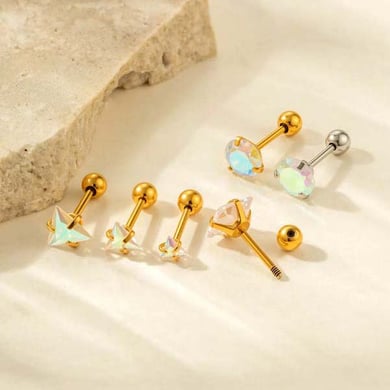 1 Piece Shinning Transparent Heart Stainless Steel Zircon Women's Piercings Earrings h5 Picture3