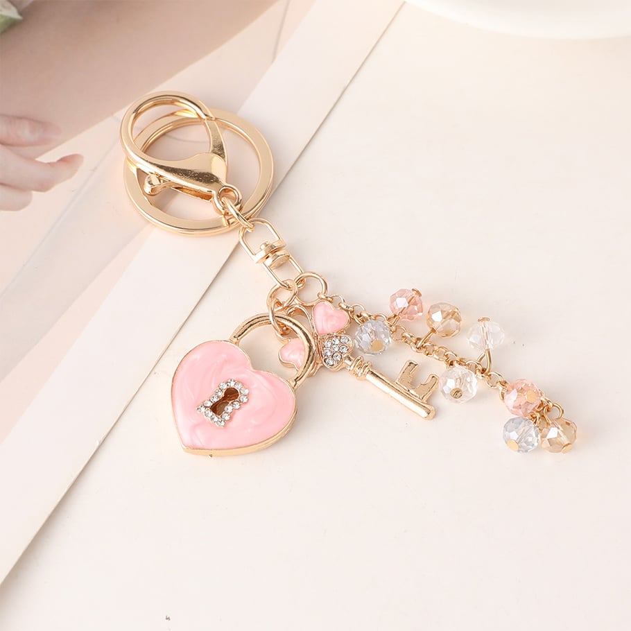 1 Piece Heart Clock Alloy Keychain Picture3