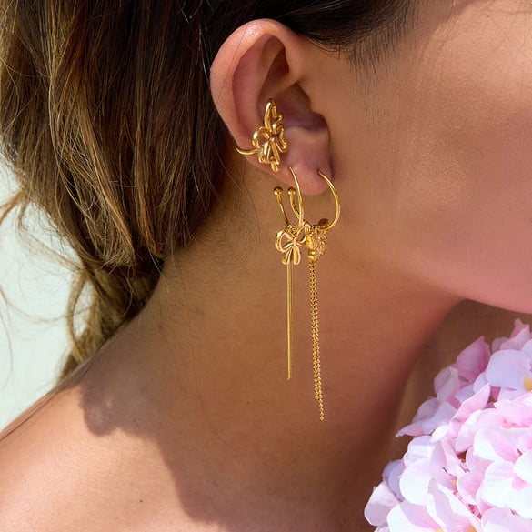 1 Paar romantische Serie süße Schmetterling Quasten Edelstahl Gold Farbe Damen Tropfen Ohrringe 2