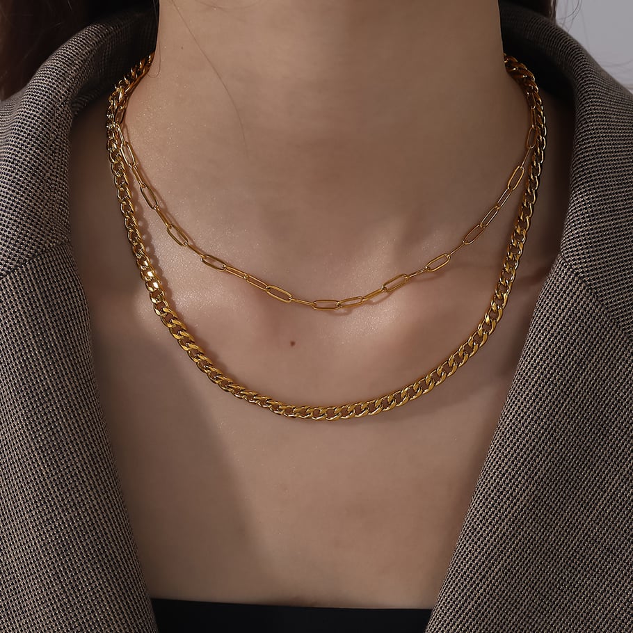1 Piece Stainless Steel Gold Color Chain Necklace Picture4