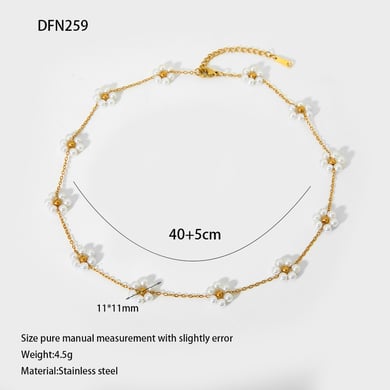 Collares colgantes de acero inoxidable color dorado con diseño de flores dulces para mujer h5 