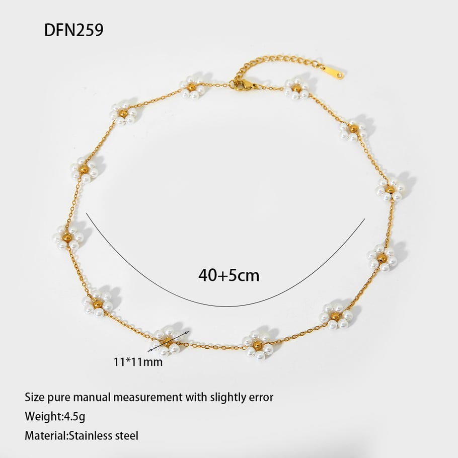 Collares colgantes de acero inoxidable color dorado con diseño de flores dulces para mujer 
