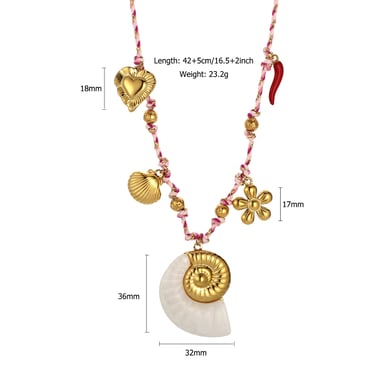 1 Piece Luxurious Series Classic Shell Stainless Steel Gold Color Women's Pendant Necklaces h5 