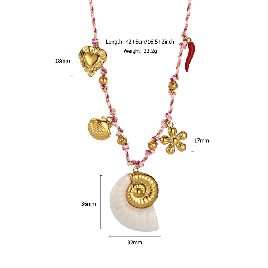 1 Piece Luxurious Series Classic Shell Stainless Steel Gold Color Women's Pendant Necklaces 